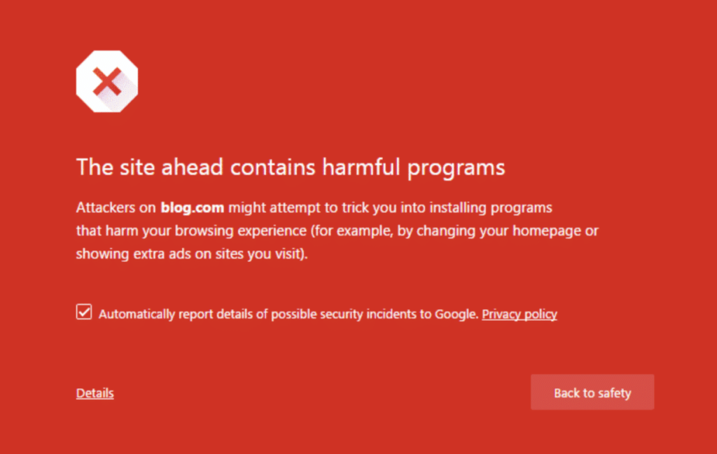 Google Red Page Warning